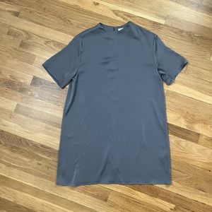 H&M women’s short sleeved satin dress - steel blue gray color